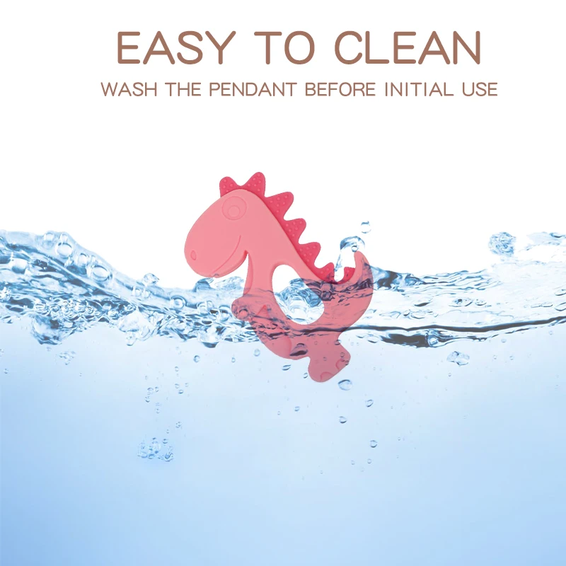 Customization BPA- free Silicone Dinosaur Baby Teething Rings Soft Toy Baby Hand Soothing Teether Sensory Toy  Chew Teether