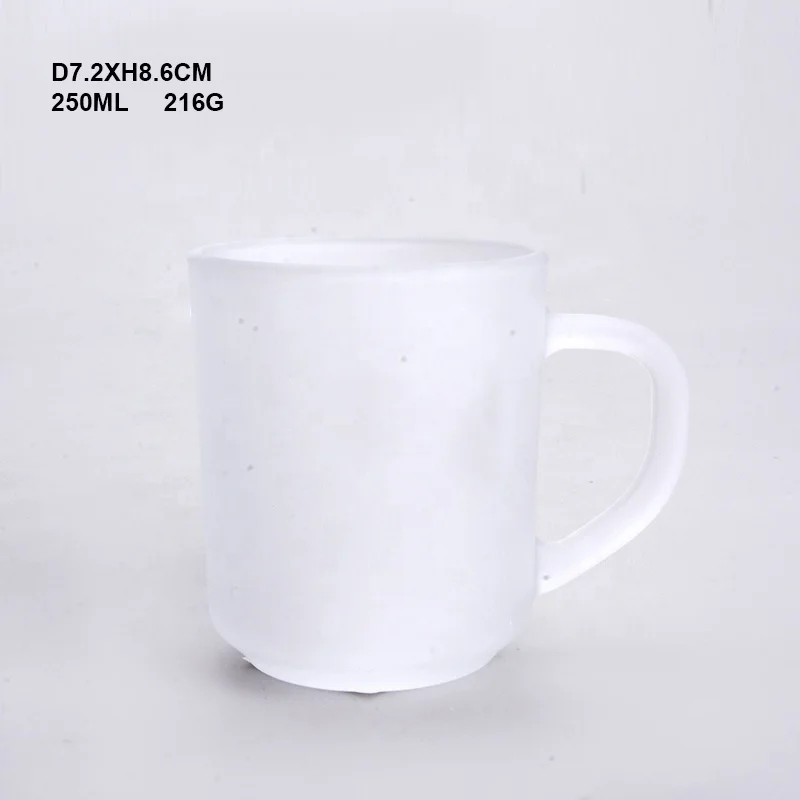 8 oz Round Painted Amber Color Glass Coffee Cup with Handle