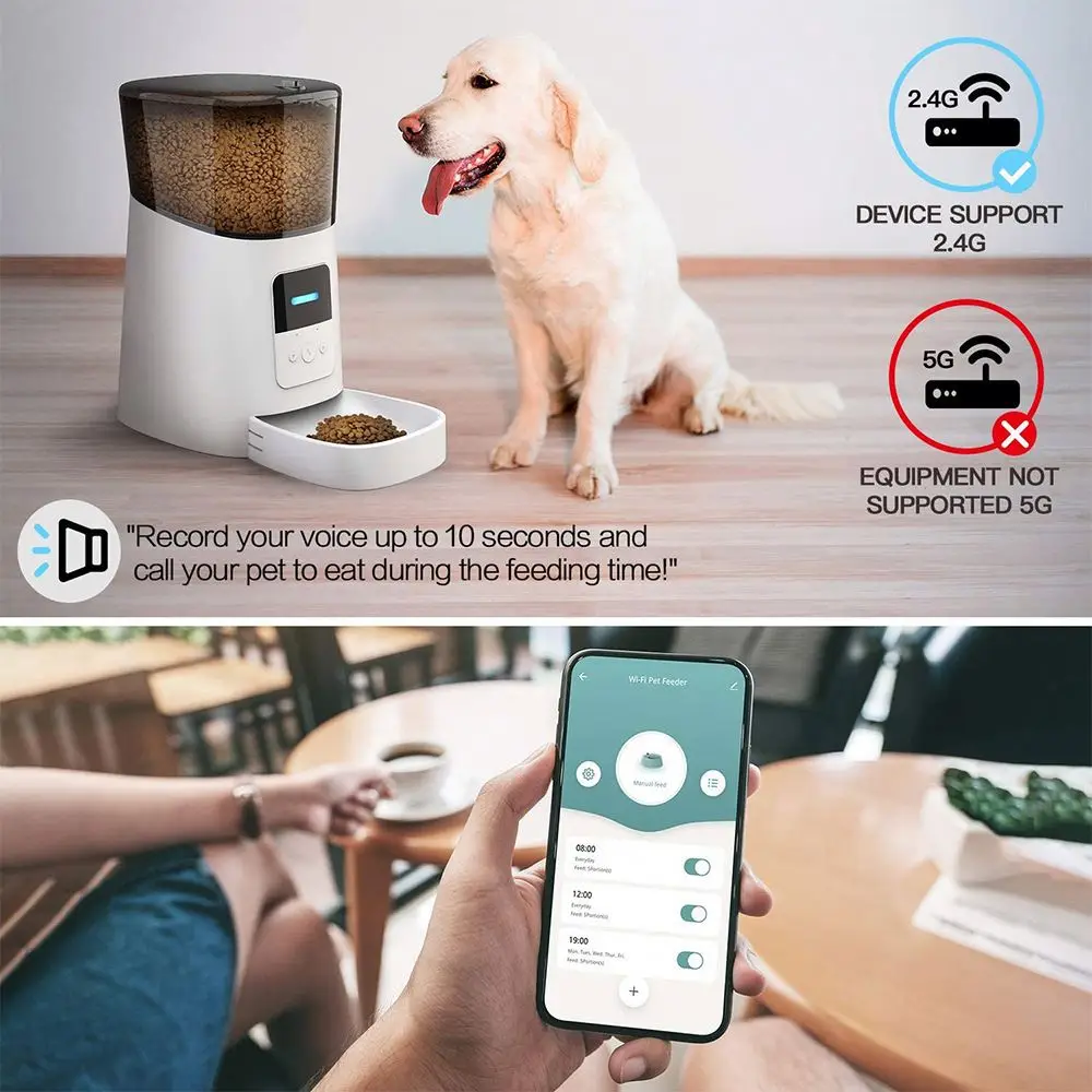 Smart Automatic pet feeder for cats and dogs wifi pet feeder with camera
