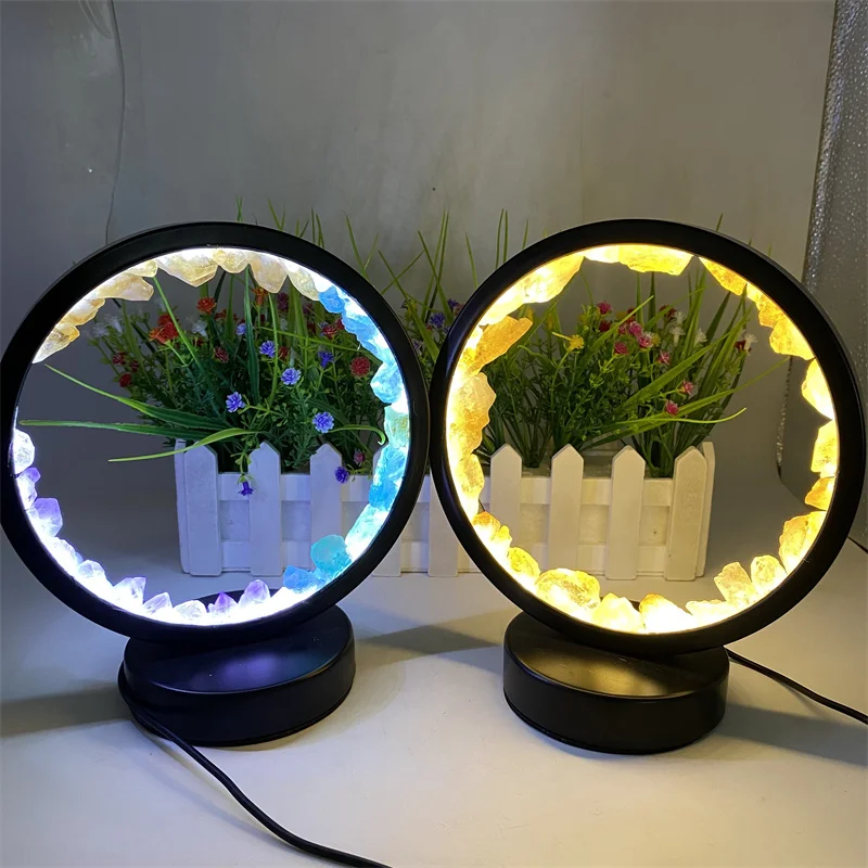 Factory price  Natural Crystal Crafts Raw Stone Lamp  Quartz Night Crystal  Lamp For meditation