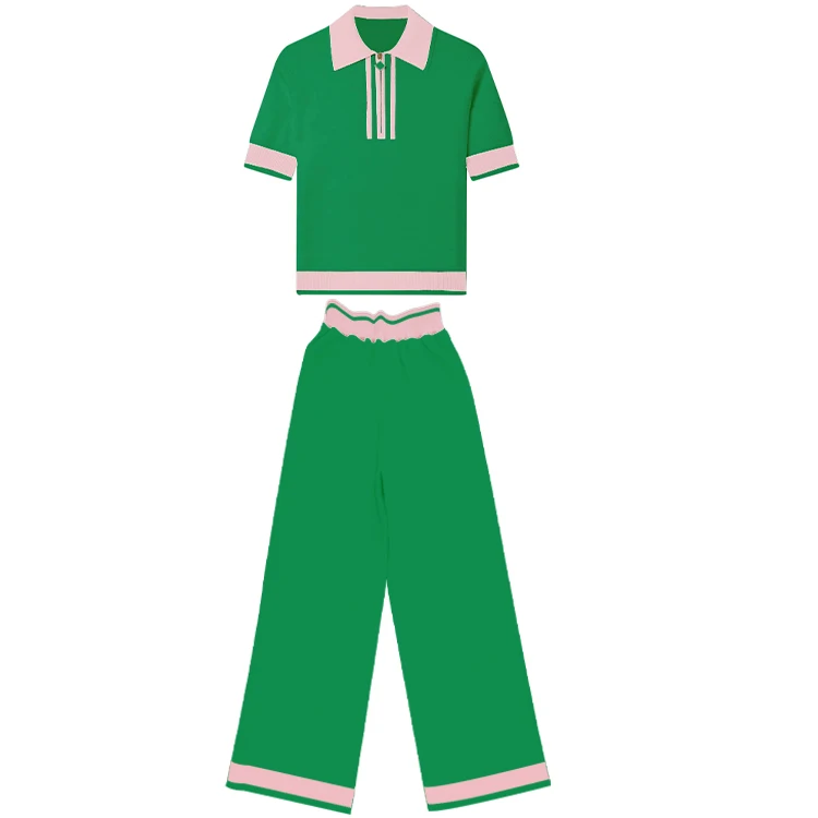 Women S Summer Sweater Set Matching Two Piece Casual Outfits Polo Kint Women Blouse And Sweater Shirt Set 2 Pieces Sweater Set