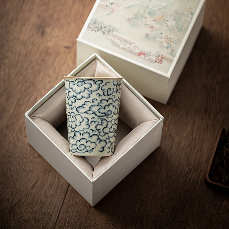 Antique Ruyao Xiangyun Porcelain Tea Cup Vintage Open Piece Coke Can Large Household Ceramic Master Cup Handy Tea Coffee