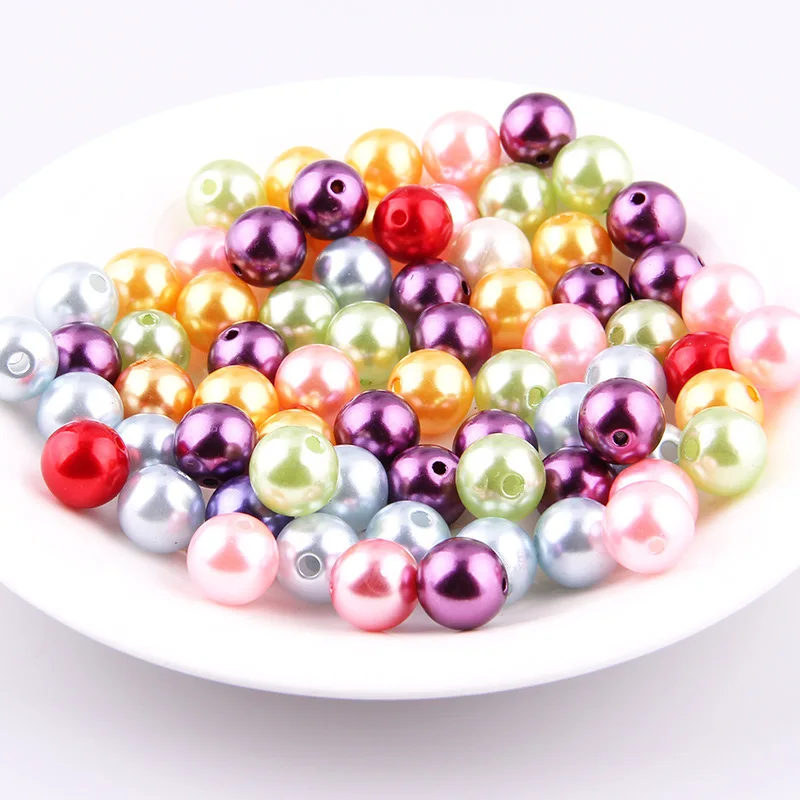 
500g/bag Mix Rainbow Color Round ABS Imitation Pearl Loose Beads Straight Hole For DIY Jewelry Necklace Making Craft 