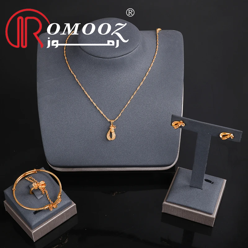 Latest Popular Fashion Design Jewelry Sets Three-Piece Set Gold Plated Children Kids Jewelry Sets
