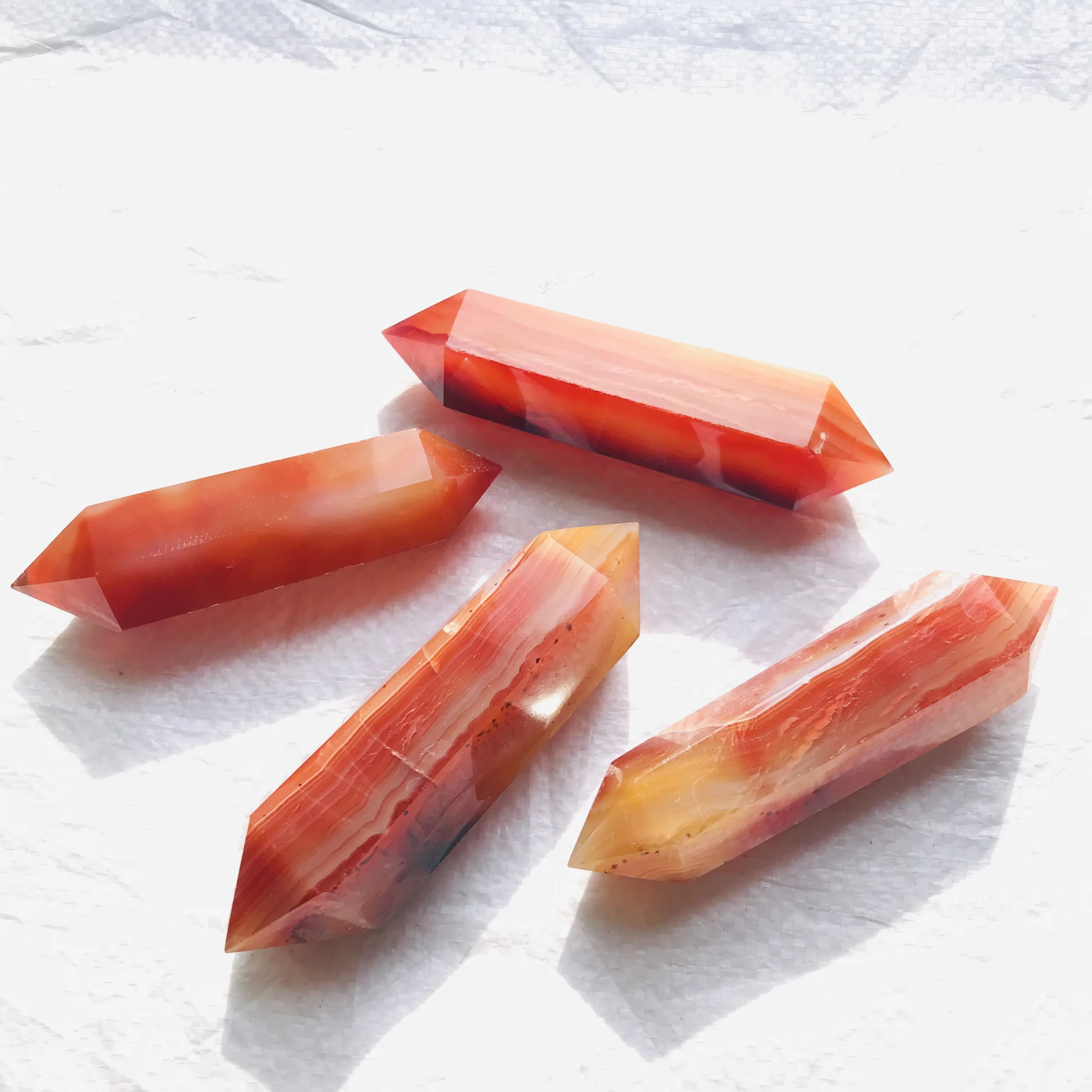 Wholesale crystals crafts double terminated Crystal wands red agate double points tower For decoration