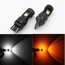 16Smd Canbus Car Led Switch Back Dual Color White Yellow Led T20 T25 7443 W21W 3030 Brake Fog Light Turn Signal Light Bulbs