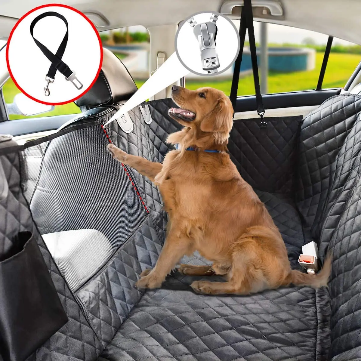 100% Waterproof Dog Car Seat Cover with Mesh Window Scratch Nonslip Dog Car Hammock truck seat cover for Back Seat