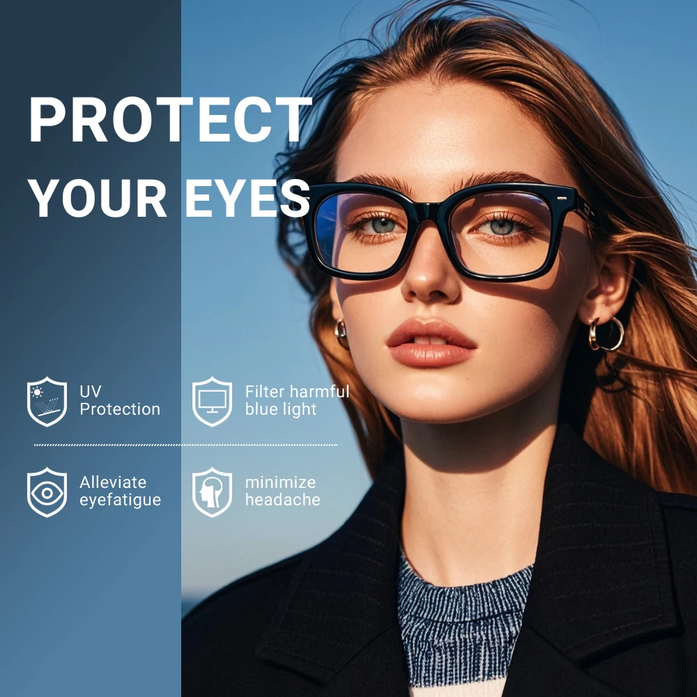 Oversized Square Blue Light Blocking Glasses Fashion Computer Eyewear with Anti Glare Eye Protection for Women and Men