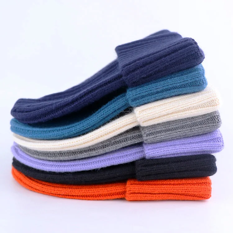 soft warm knitted beanie hats pure colorful men beanies wool custom beanie hat
