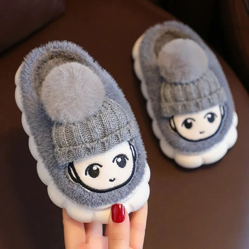 Professional manufacturer wholesale 3d character child winter plush fuzzy home slippers