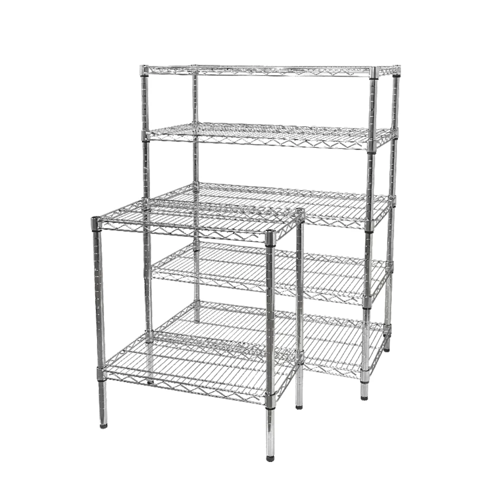 5-Tiered Multi-functional Wire Rack Display Adjustable Shelves Chrome Wire Shelf