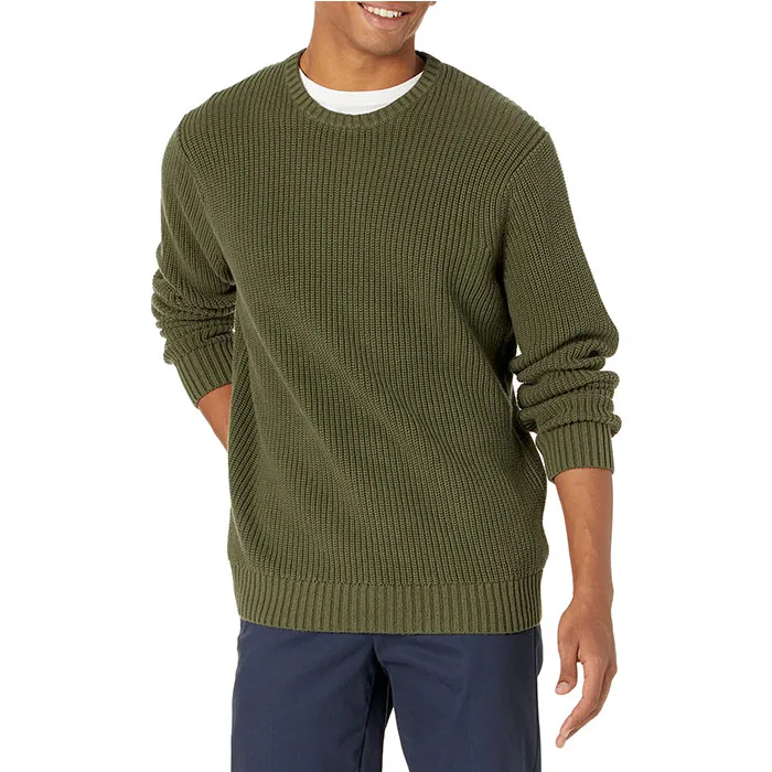 Wholesale custom sweater crewneck long sleeve sweater soft plain cotton pullover sweater for men