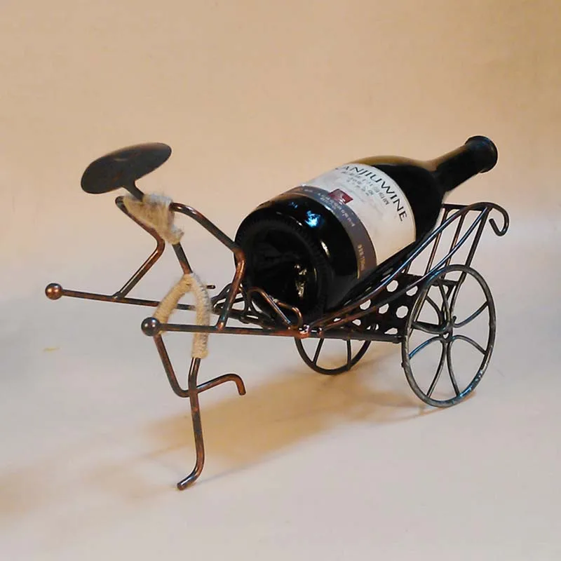 Креативный дизайн человеческого рикша, железная Винная стойка, одинарный металлический держатель для бутылок