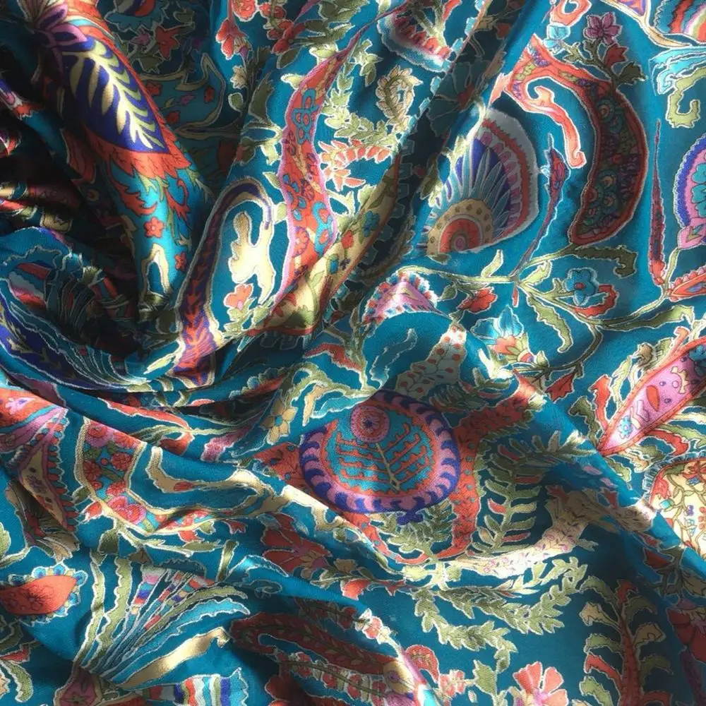 
Burnt out Silk Viscose Satin fabric 