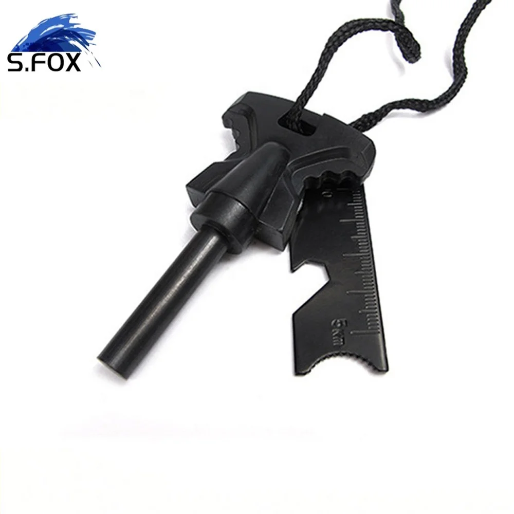 Emergency camping survival tools fire starter flint butterfly-shaped handle ferro rod striker fire resistant steel