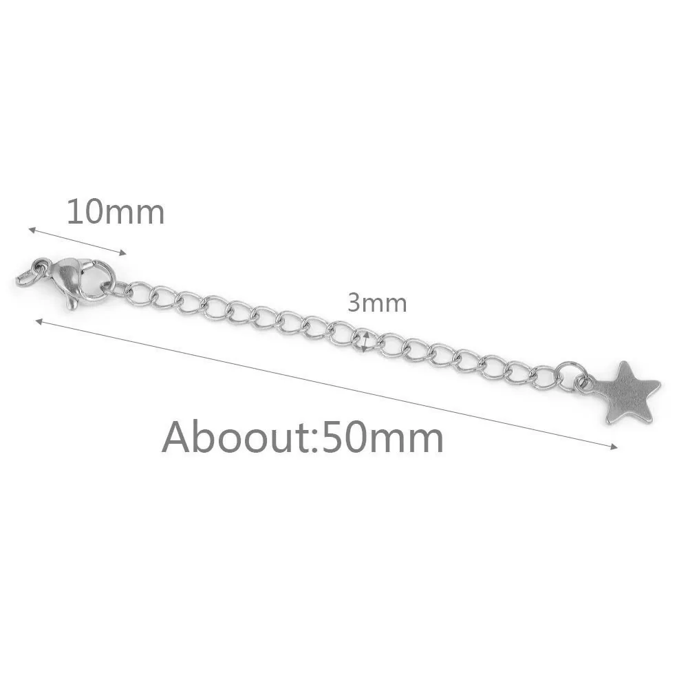 Stainless Steel Extended Extension Tail Chain Lobster Clasps Connector for Bracelet Necklace Jewelry Making DIY 10
