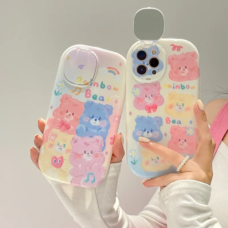 makeup mirror phone case silicone phone case wholesale shock proof camera protection cover for iPhone 14 Girl Phone Cover