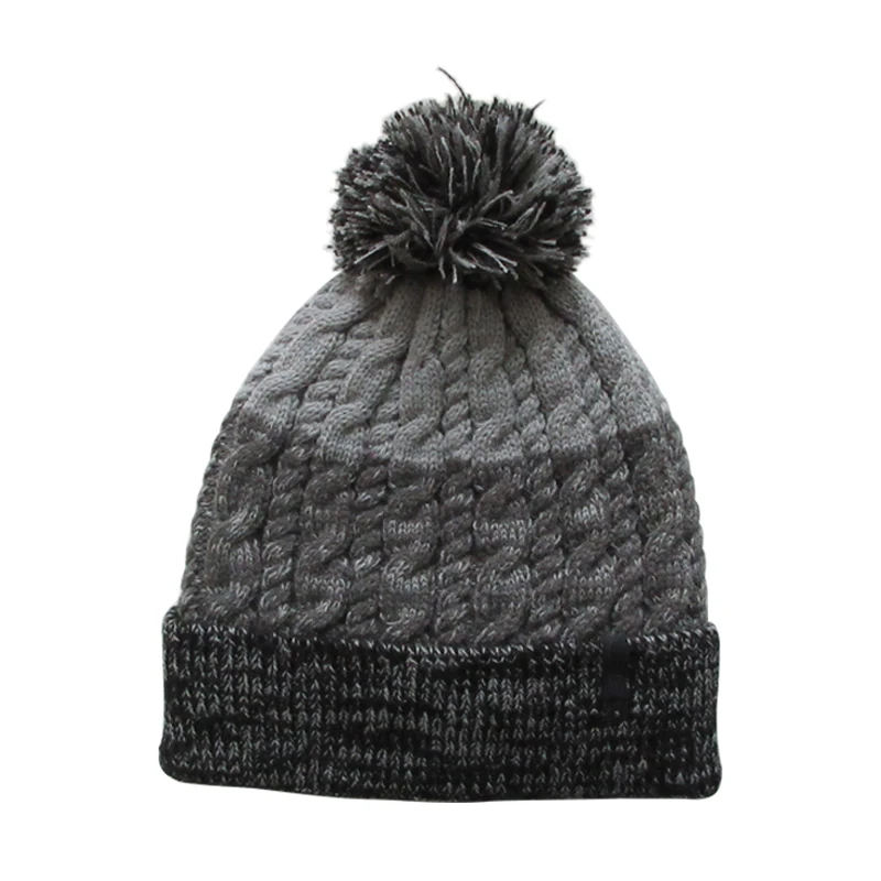 Multicolor Beanie Thick Chunky Cable Acrylic Knitted Bobble Hats