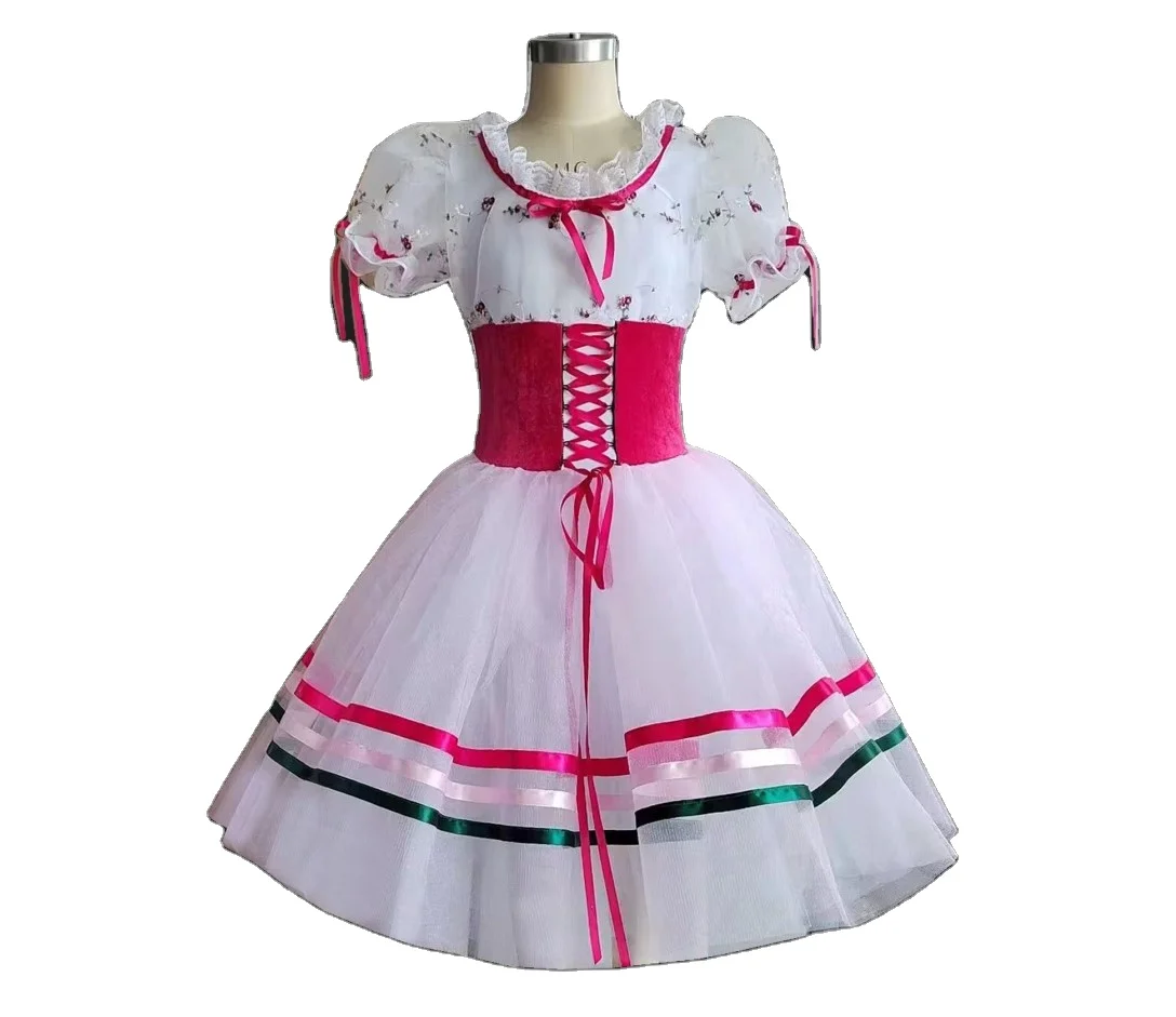 Girls dance dress pink performance lace adult stage party ballet costume dress