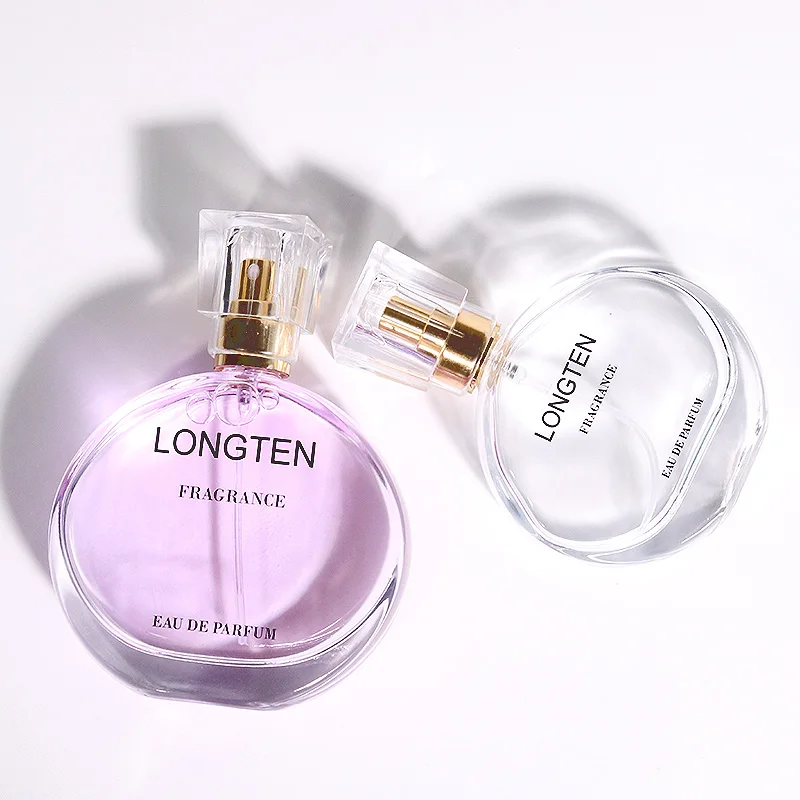 Wholesale Custom Logo Luxury Skincare Packaging Round Clear Refill 30ml 50ml Spray Pump Cosmetic Glass Perfume Bottle With Cap