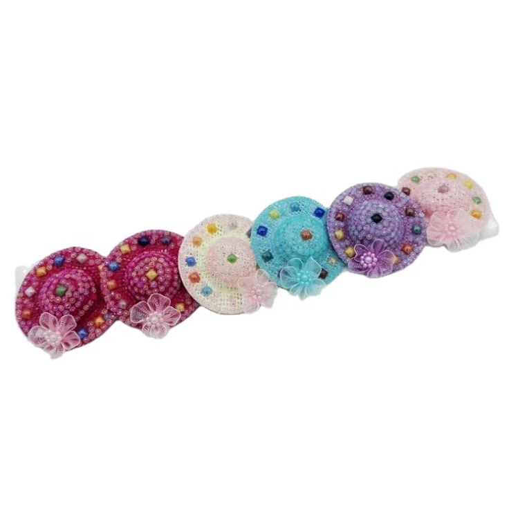 Fashion  Lovely  Mini Hat Clip  With Plastic Stone  For  Girls Hair Ornaments