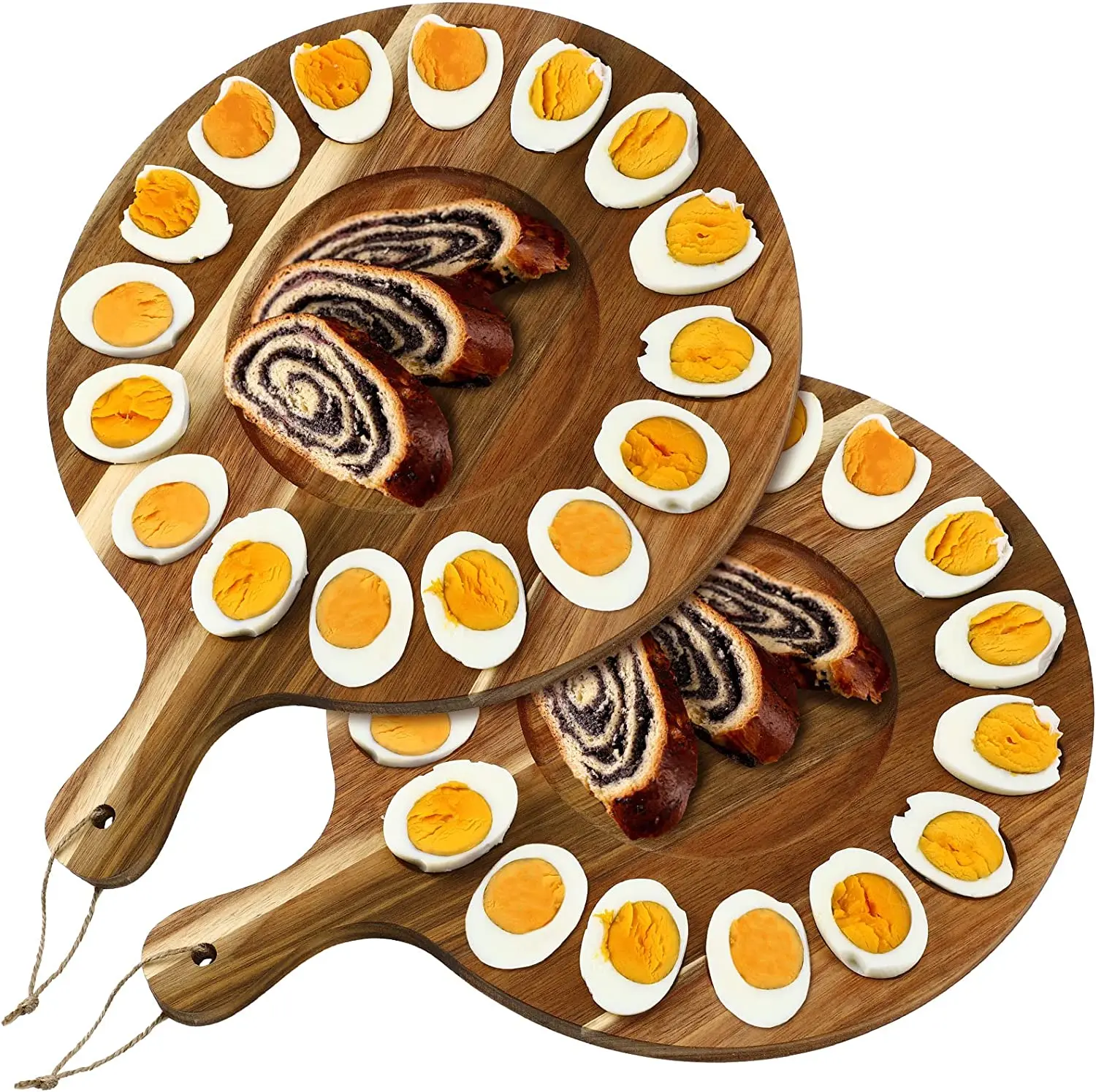 Reusable Wood Deviled Egg Tray Large Charcuterie Board Serving Platter Rustic Wooden Deviled Egg Holder for Cheese Food Kitchen