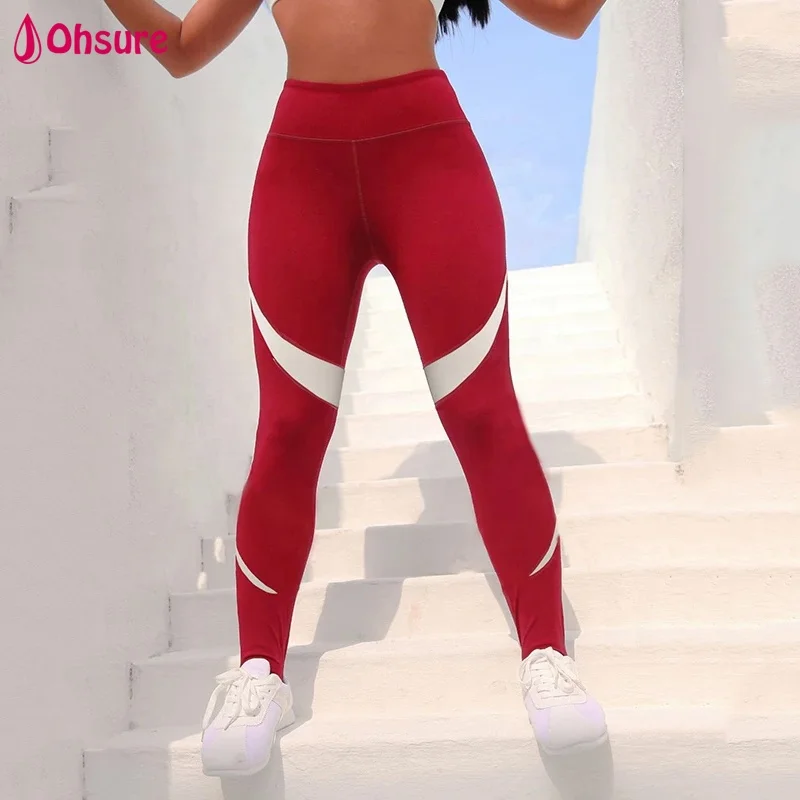 fitness bottom clothing two tone wide waistband white stripe high waist push up leggings