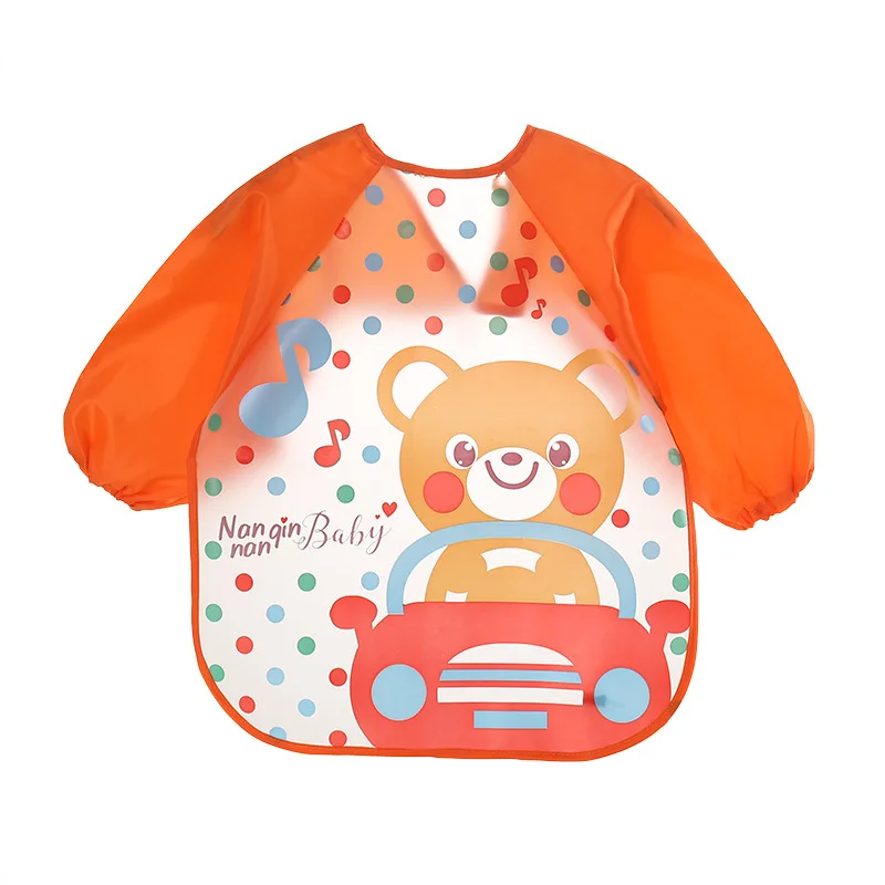 new arrival golden supplier baby apron sleeved bib waterproof feeding long sleeves apron wipeable PEVA baby bib wholesale