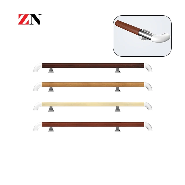 hospital wall mounted safety PVC and aluminium retainer wood grain hand rails