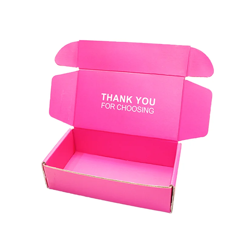 Custom logo pink shipping box for dress shoes cartoon Folding mailer Box