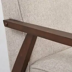 Simple Style Grey Linen Fabric Upholstery Chair Wooden Arm Chair Double chair