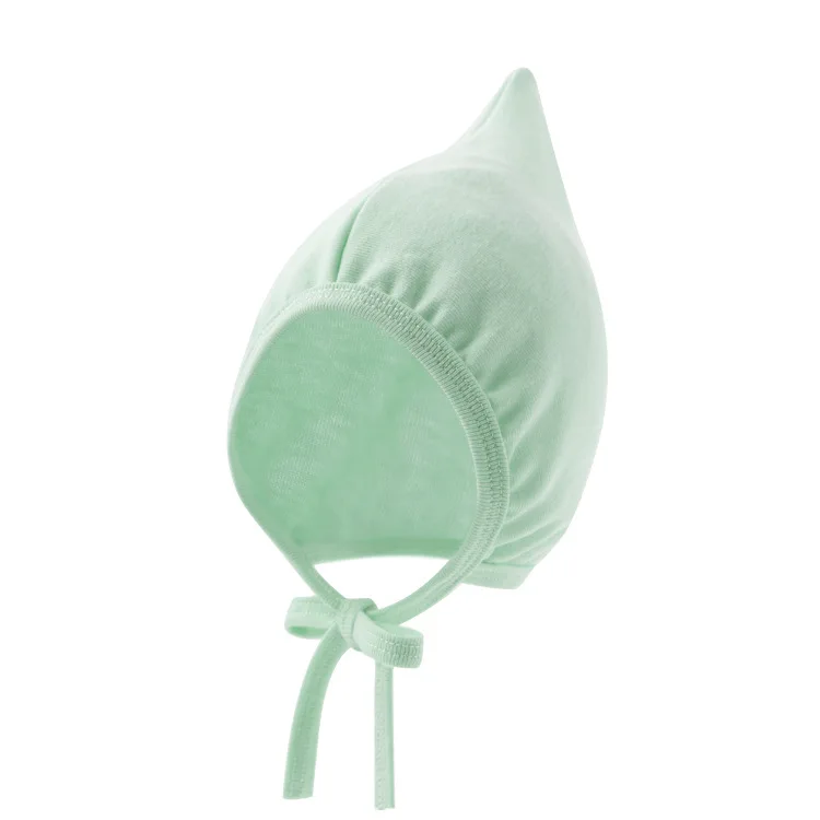 Solid Color Fetal Hat for Newborn Infant Cute Witch Hat Tie Rope Ear Protection Male and Female Baby Hat