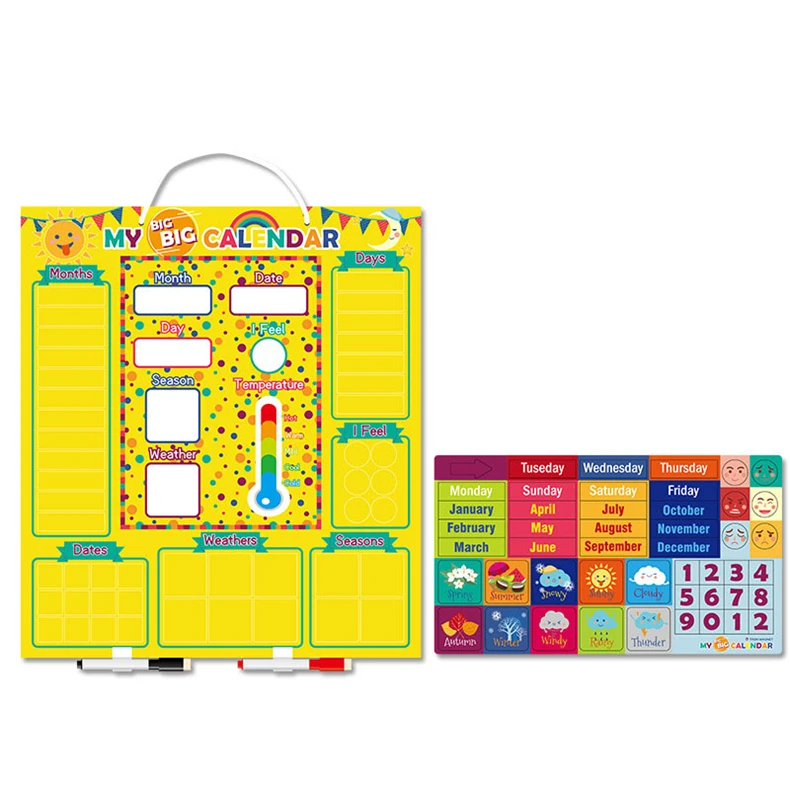 
Children early educational game toys creative magnetic calendar for kids learning weather 