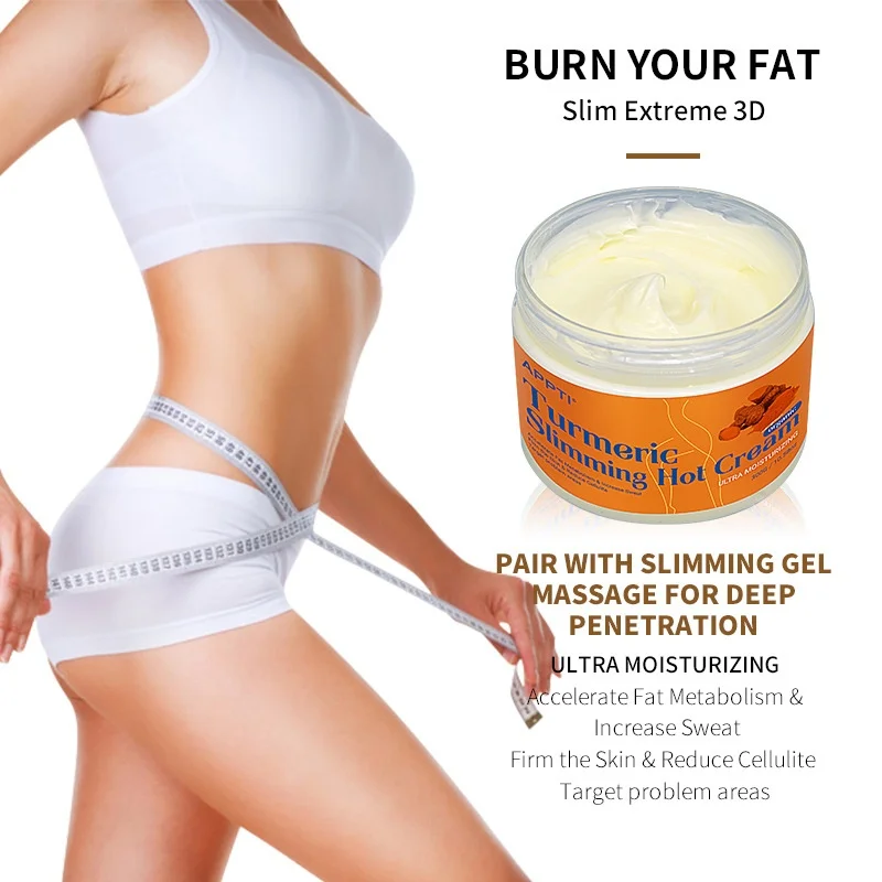 Private Label Vegan Herbal Turmeric Belly Slimming Cream for Weight Loss Tummy Waist Firming Hot Sweat Fat Burning for Body Care