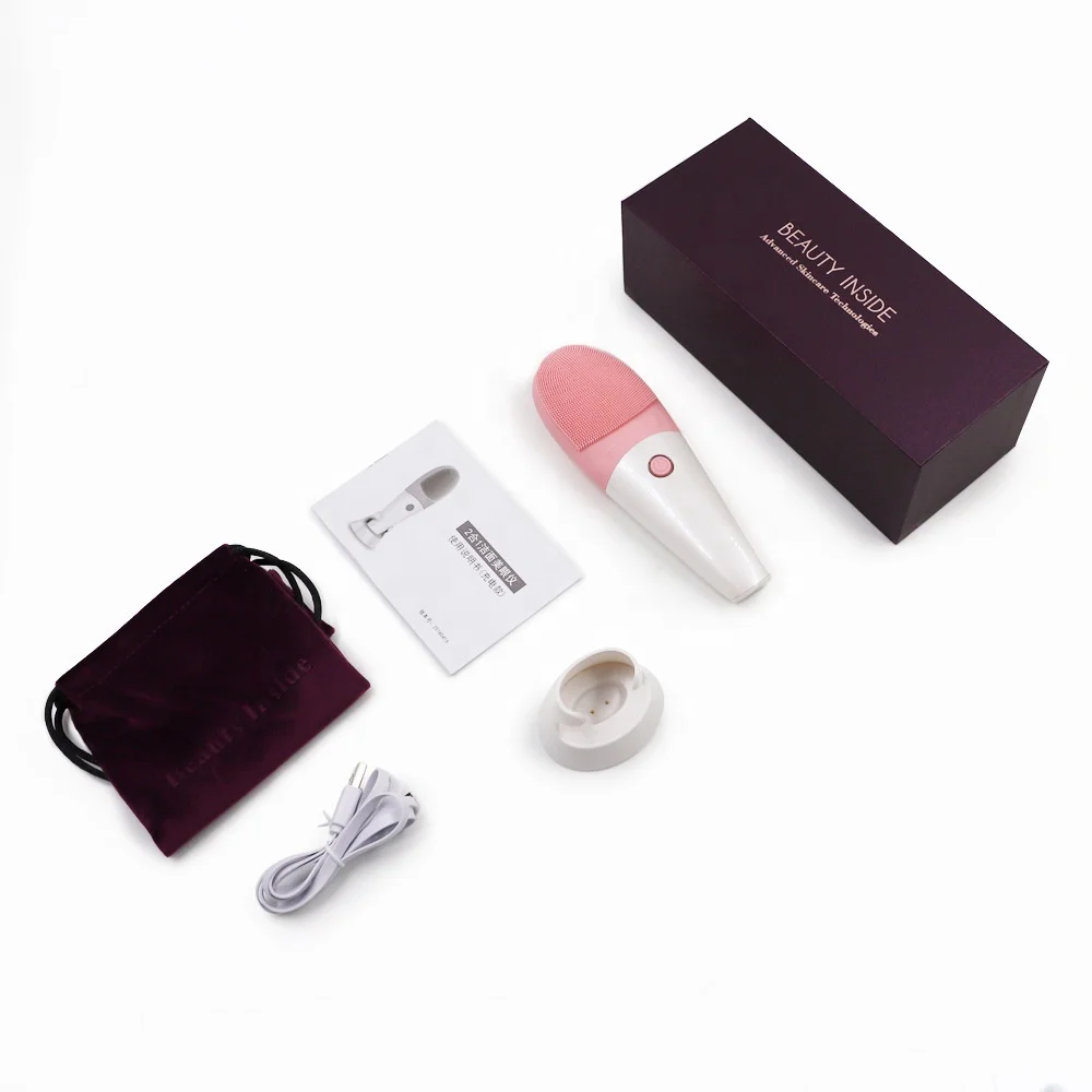Beauty care electric ultrasonic vibration Silicone USB facial cleansing brush for Women men waterproof