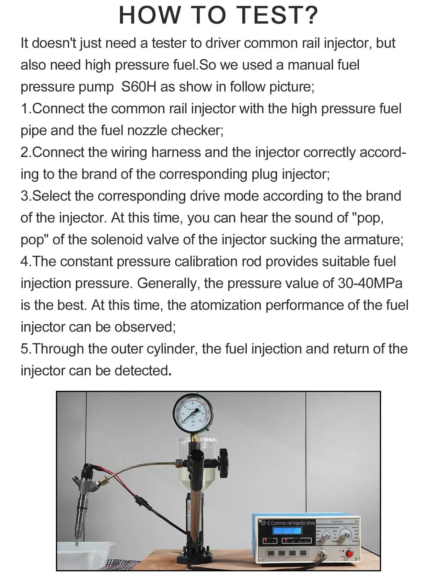 Common Rail Injector Test Instrument CR-C PS400A S60H injector tester equipment tool For CAT For DENSO For BOSCH