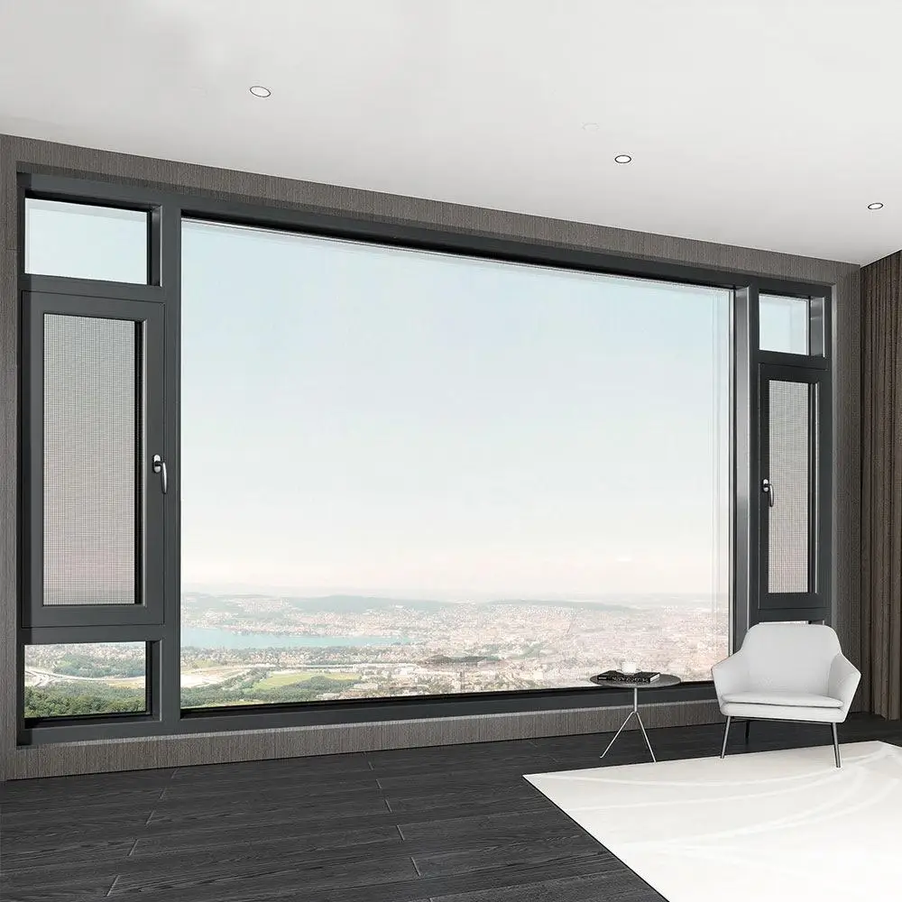 Thermal Insulation Aluminum Casement Windows sliding windows door system Double glass hurricane impact aluminium sliding window