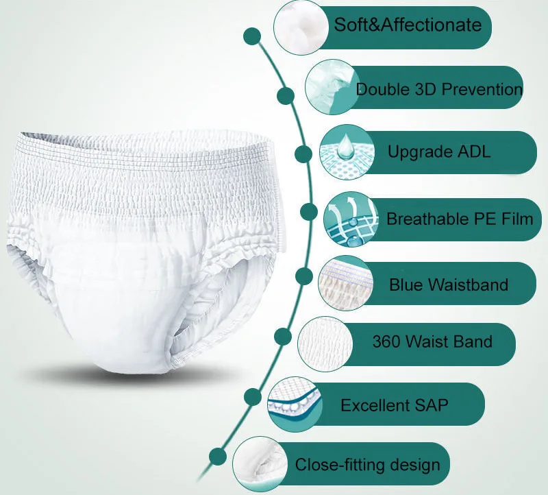 Adult Pull Up Diaper Pants Disposable Wholesale Adult Diapers Manufacturers Elderly Nappies for Unisex cheap price