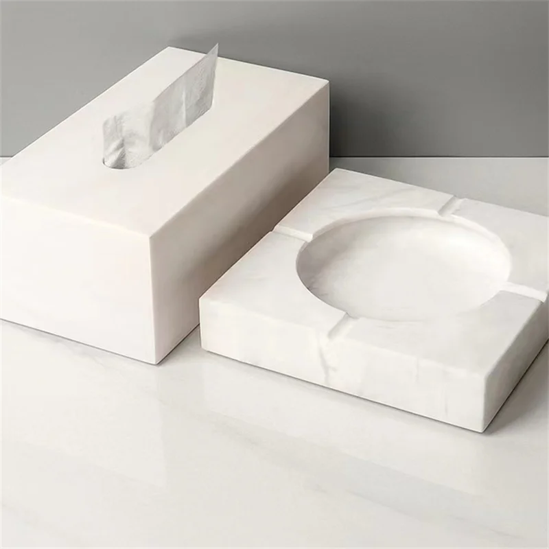 Nordic Style Rectangular Square Natural 20X20X4CM Price Cigar Smoking Unique Ashtray for Living Room Table marble ashtray
