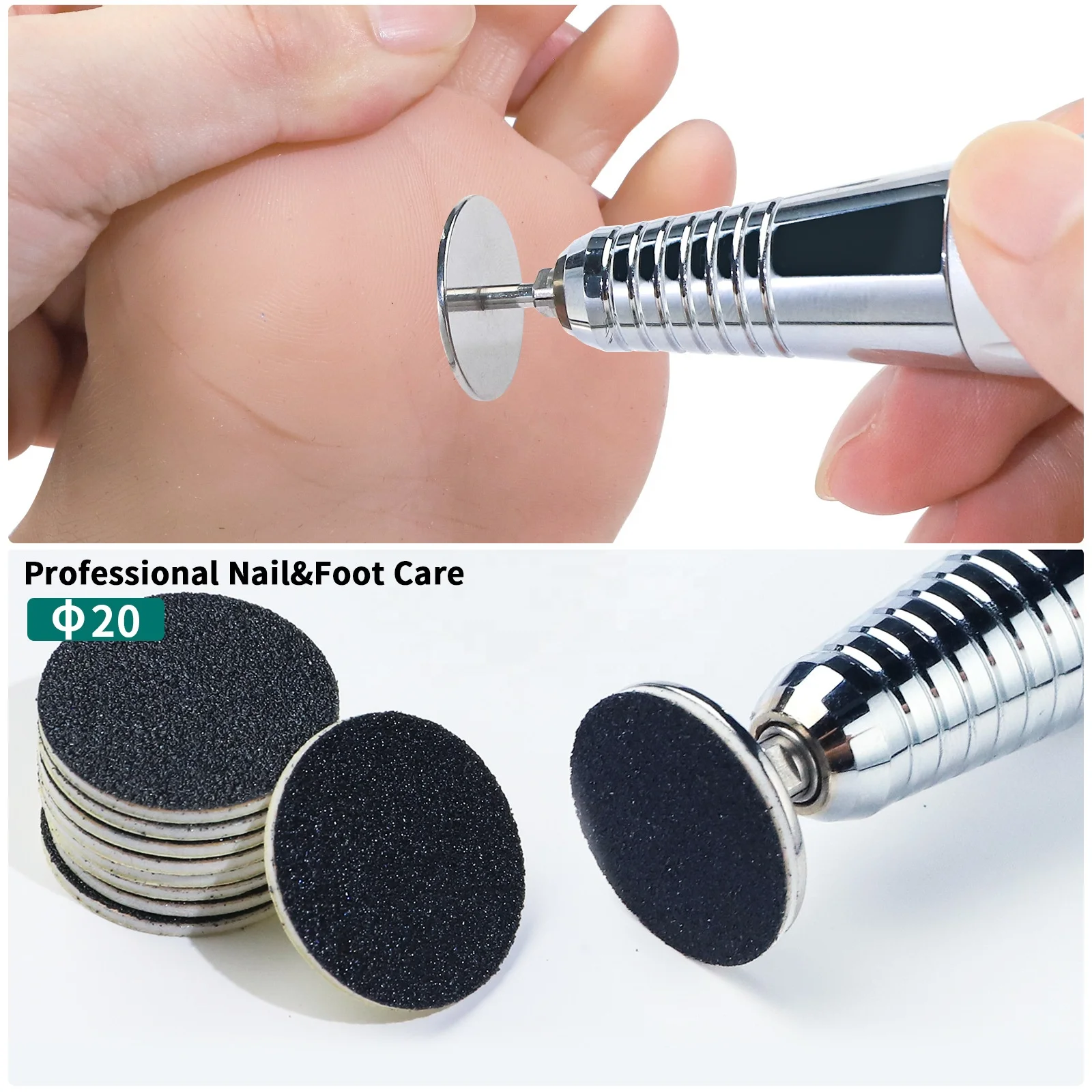 15mm 20mm 25mm Fine Medium Coarse Black Foot Callus Remover Replaceable Sanding Paper Bearing Set for Electric Foot File