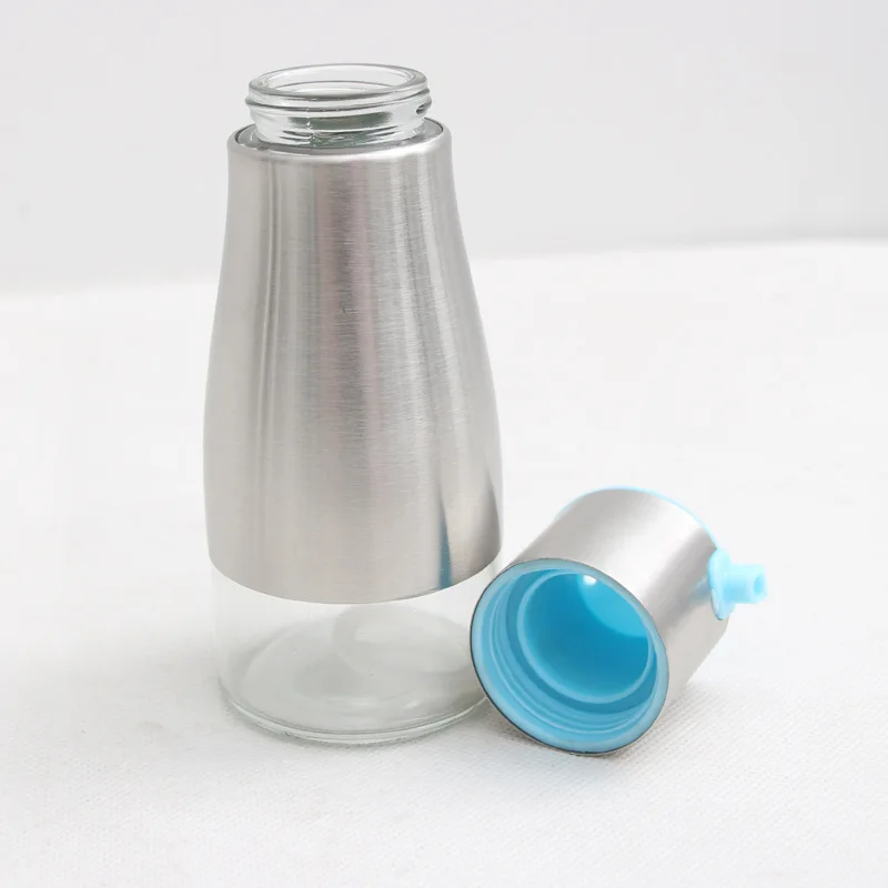 Custom Stainless steel Olive Oil Dispenser Bottle, glass olive oil and vinegar dispenser for Kitchen cooking