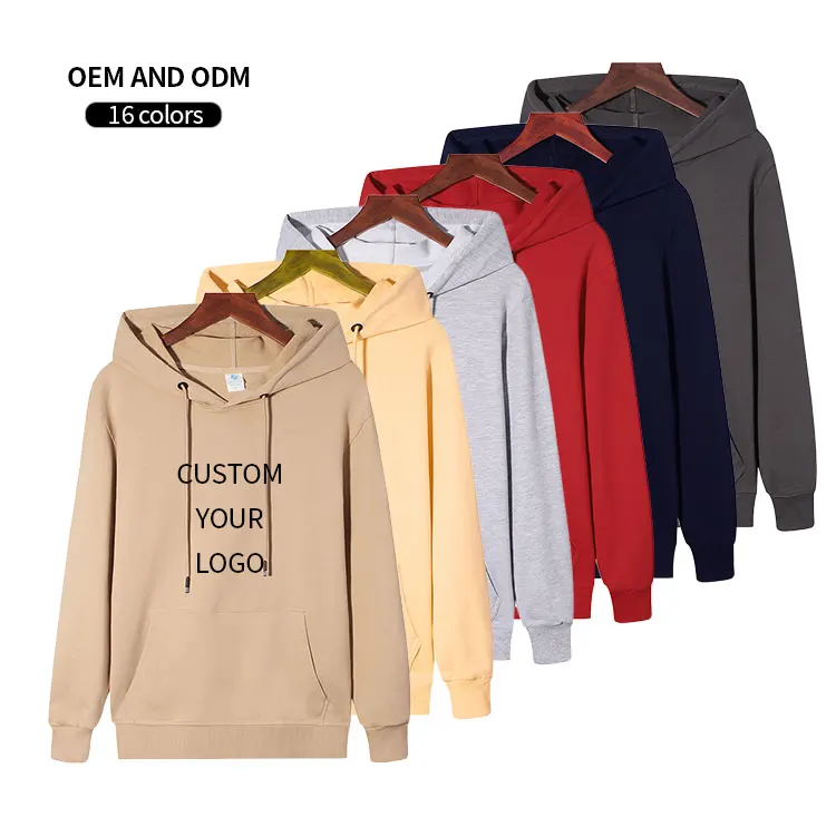 New Fashion 100% cotton Men Autumn Winter Hooded Street Long Sleeve loose Solid Color Hooded Casual Blouse Tops Hoodies