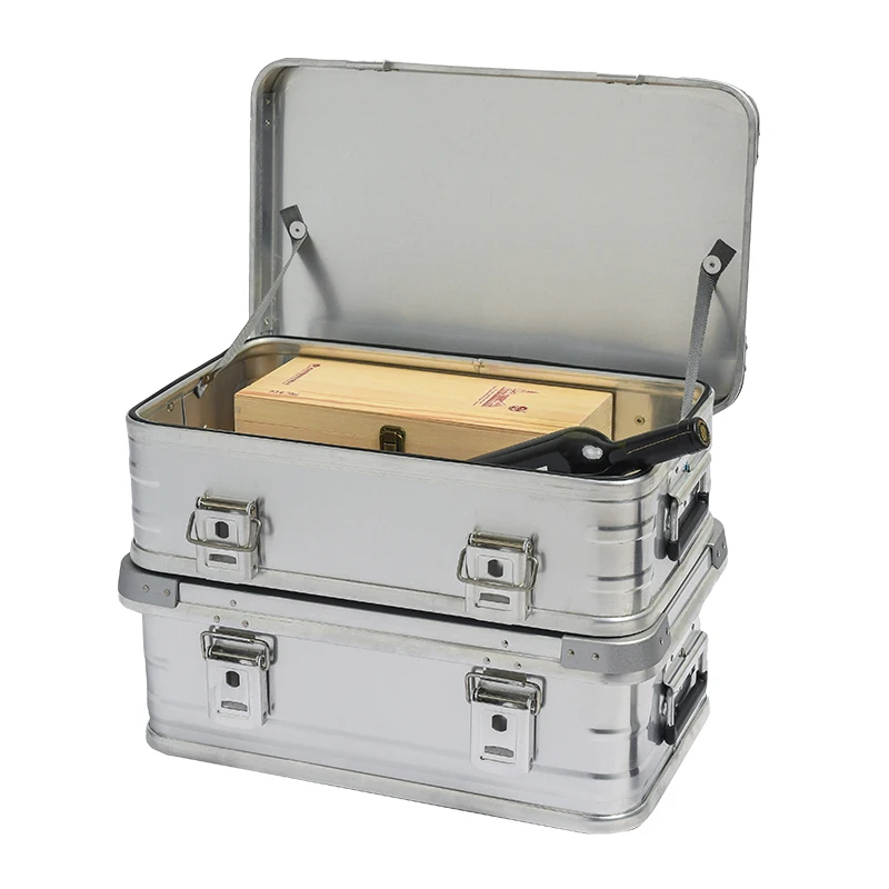 Exhibition silver flight case Outdoor Aluminum Trunk Cargo Box Car Traveling Camping Adventure Storage Case