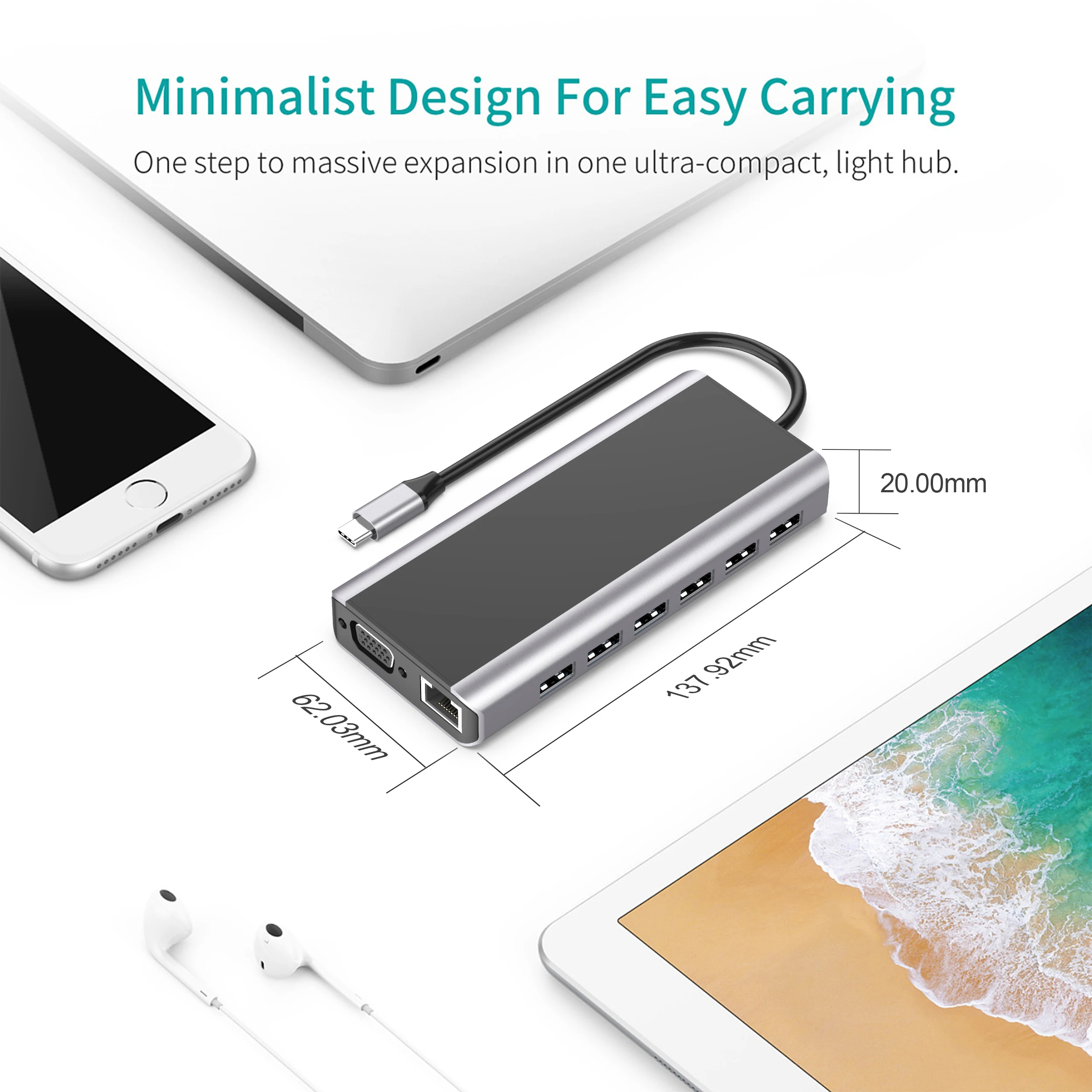  2020 Новинка 15 в 1 док-станция для ноутбука Type C Usb3.0 Беспроводная зарядка USB концентратор адаптер Macbook Pro Surface