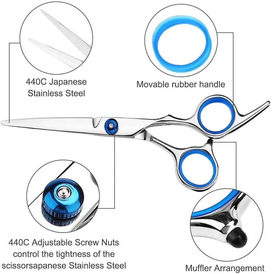 High Quality Stainless Steel Hair Dressing Scissors Set Customized Logo Barber Shears Beauty Hair Cutting Packaging Included