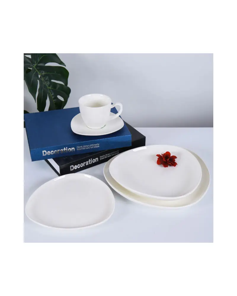 
CANHUI Luxury Porcelain Tableware Dinner Set Crockery Stoneware Round Plate Restaurant Hotel White Ceramic Dinnerware 