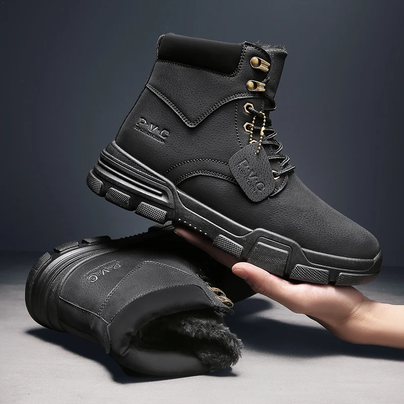 Tactical Style Hunting Male Office Furry Boys Winter Boots Boots Men Black Martin Boot For Man Pure Leather