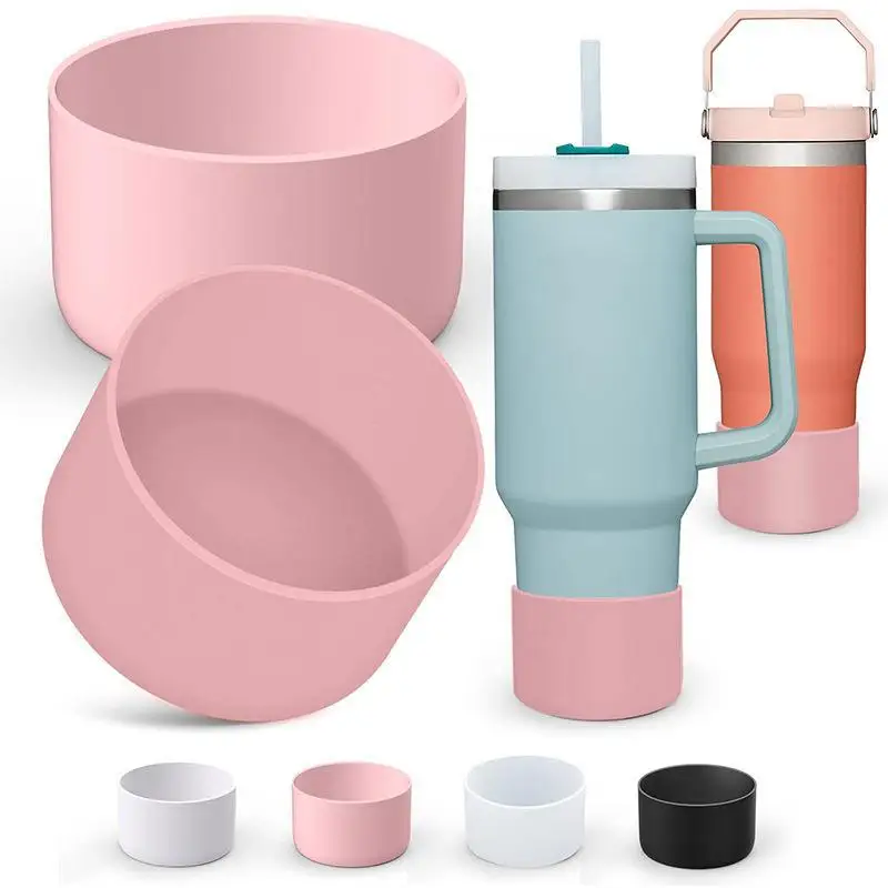 Food Grade Custom Silicone Cover Protective Water Bottle Bottom Sleeve Silicone Cup Boot For Stanley
