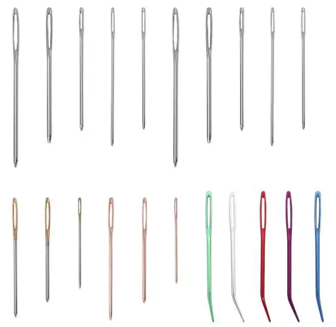 Blunt Stainless Steel Large-Eye Yarn Knitting Needles for Hand Sewing & Sewing Machine Great for Crochet Projects