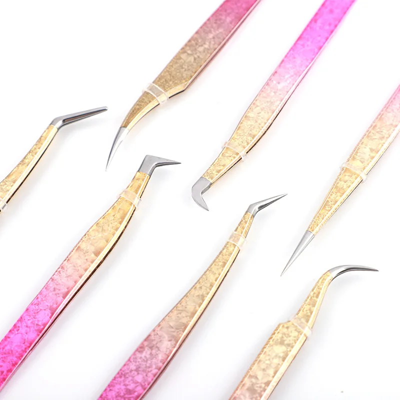 wholesale Ice Flower Anti-static 3D Accurate Eyebrow Grafting False Lashes Extension Supplies Pincer Clip Tweezers Tools